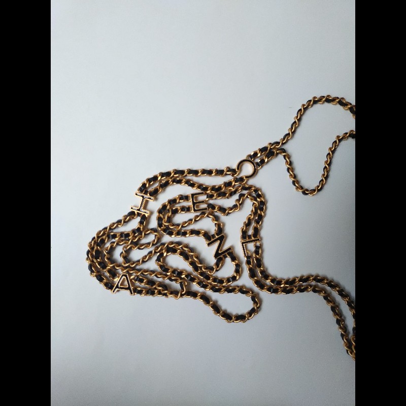 Chanel 雙排字母金鍊黑皮小口蓋斜背包-27