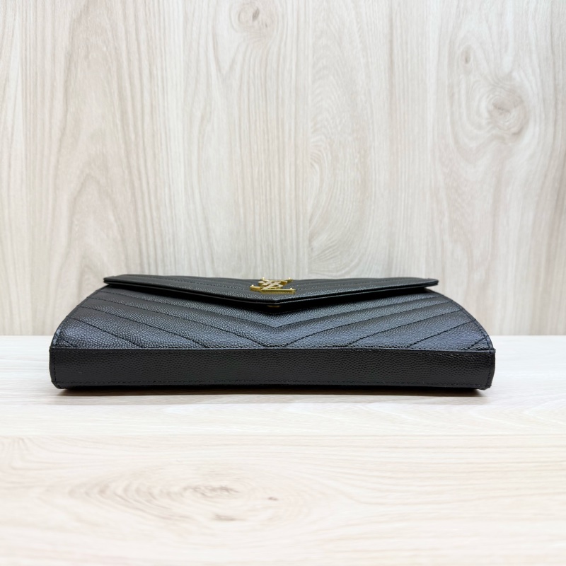 YSL黑金荔紋牛皮V型紋下蓋20卡WOC鏈條包 377828-6