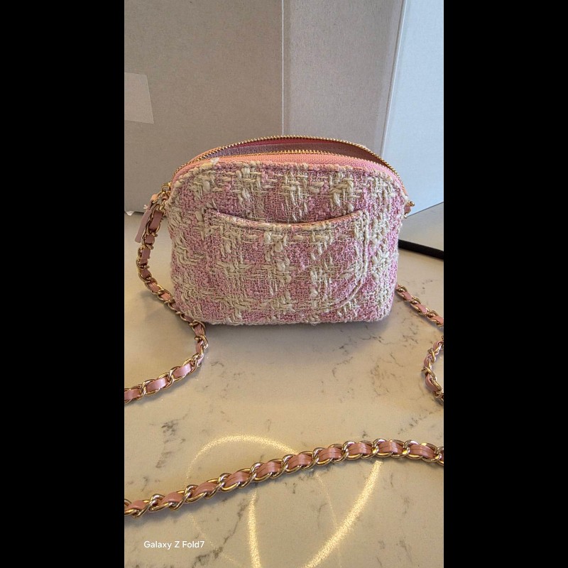 Chanel VIP千鳥格粉色貝殼包-2