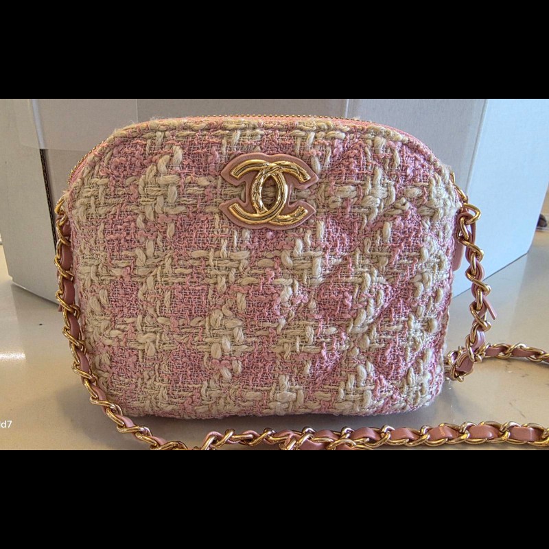 Chanel VIP千鳥格粉色貝殼包-8