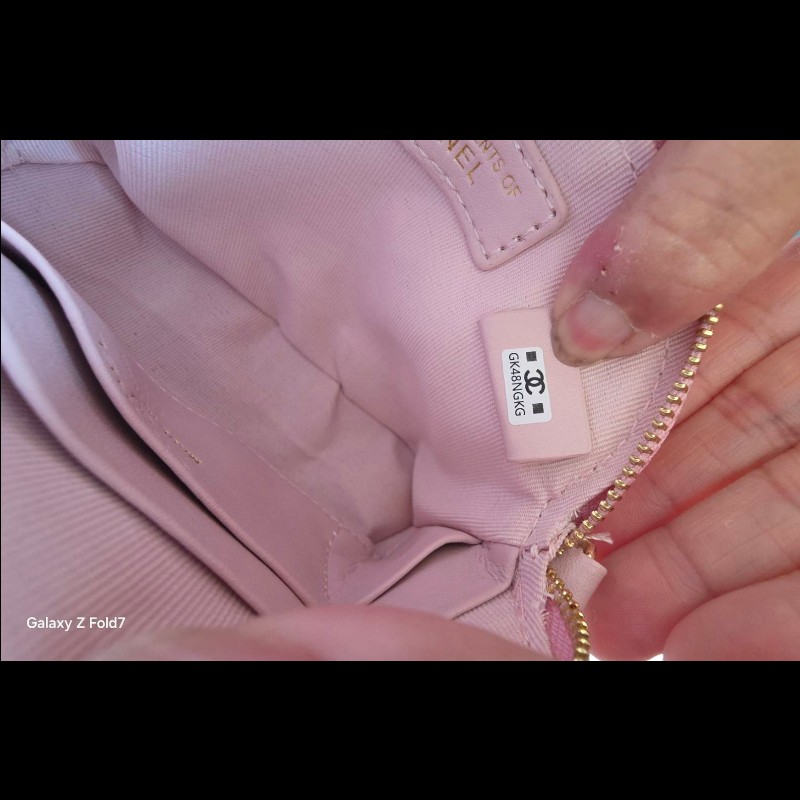 Chanel VIP千鳥格粉色貝殼包-10