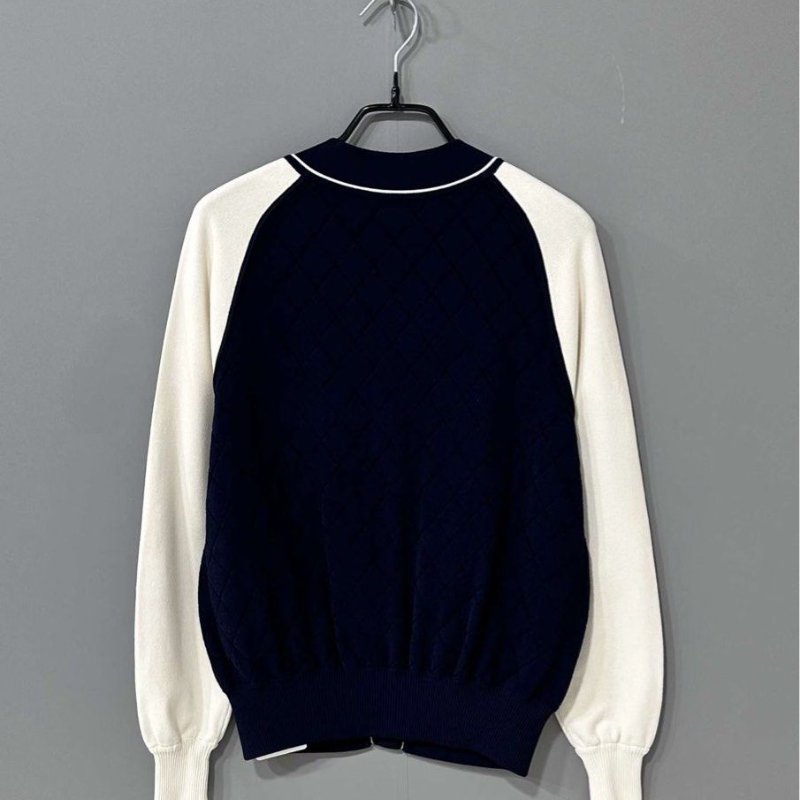 Chanel  18 Pre-Spring Collection) 拼色 V 領開襟衫外套 (棒球外套)-6