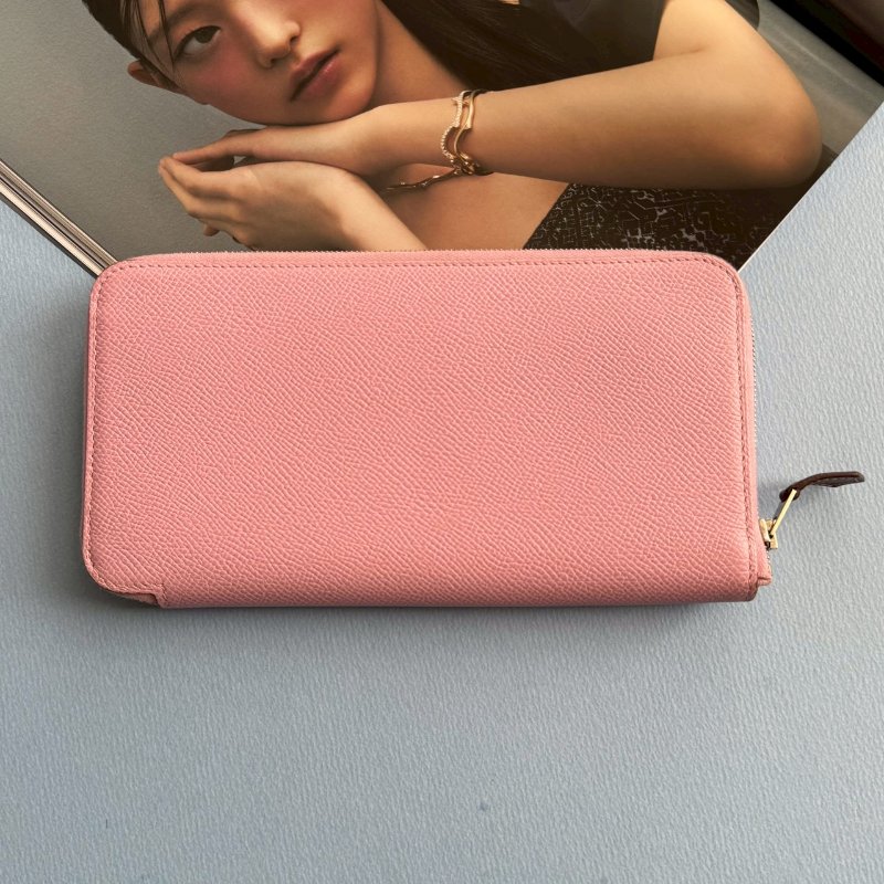 🤍99成新 少女色 Hermes 櫻花粉絲巾長夾-1