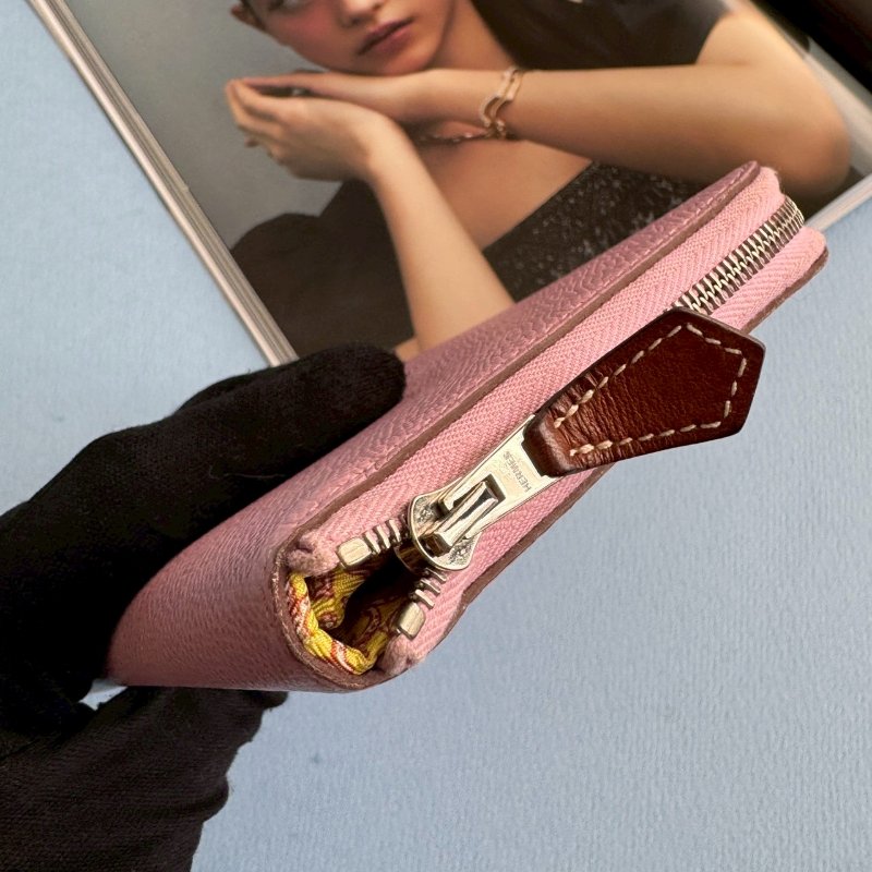 🤍99成新 少女色 Hermes 櫻花粉絲巾長夾-4