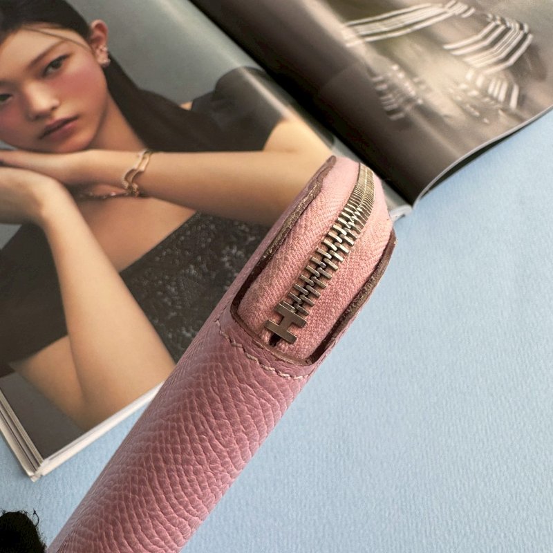 🤍99成新 少女色 Hermes 櫻花粉絲巾長夾-5