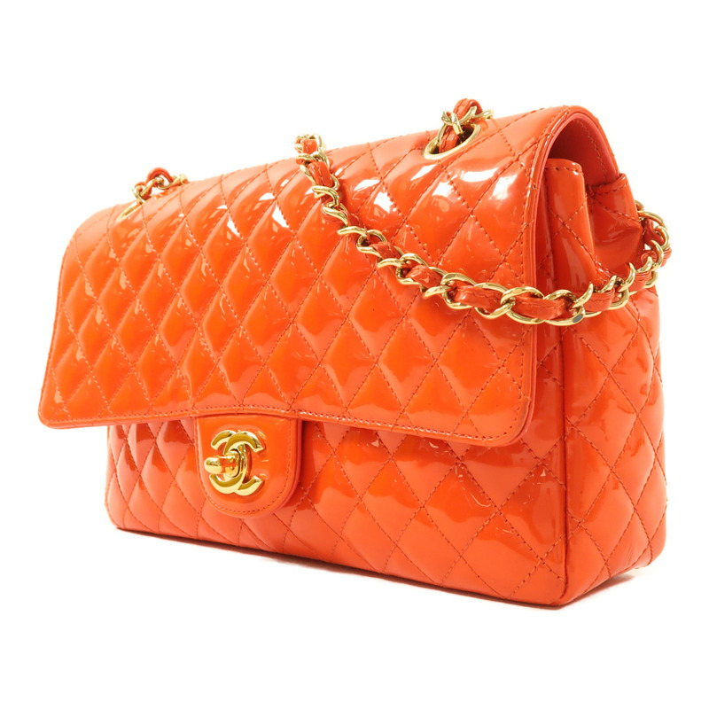 CHANEL 漆皮皮革Chain Shoulder金扣鏈帶肩背袋-2