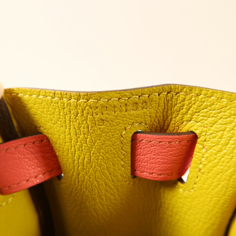 HERMES Chevre皮革Kelly 28金扣手挽肩背兩用袋Rose Azalee/Jaune Ambre-6