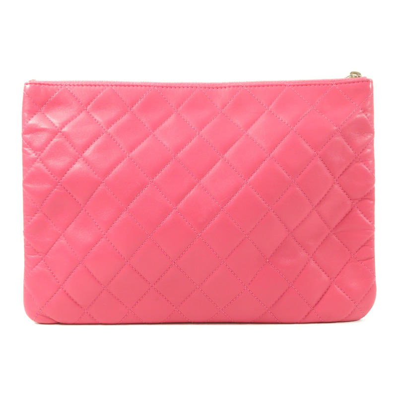 CHANEL 羊皮皮革Pouch銀扣手拿包-1