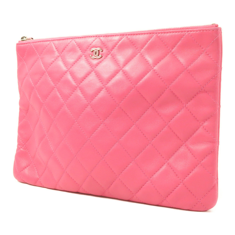 CHANEL 羊皮皮革Pouch銀扣手拿包-2