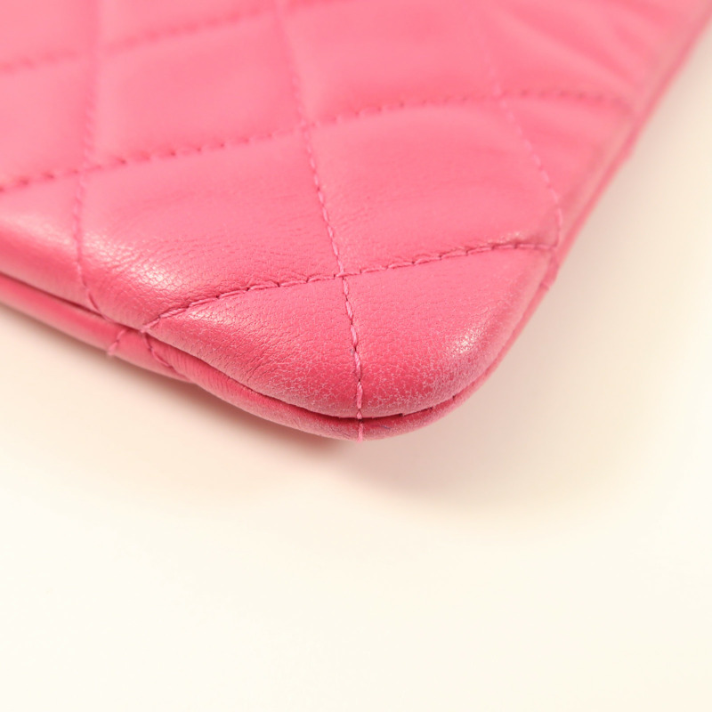 CHANEL 羊皮皮革Pouch銀扣手拿包-9