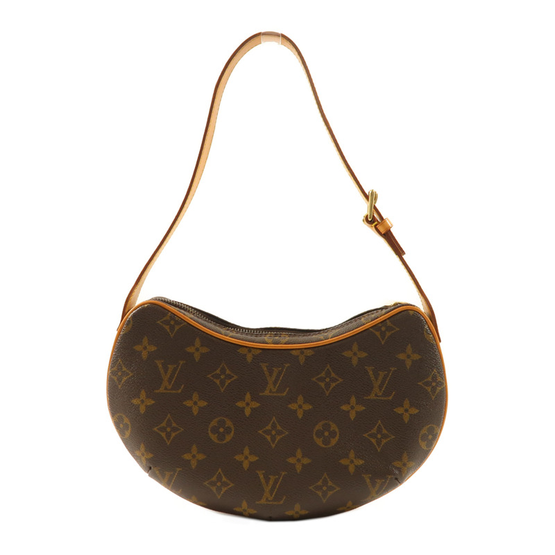 LOUIS VUITTON Monogram Pochette Croissant金扣肩背袋棕色-1
