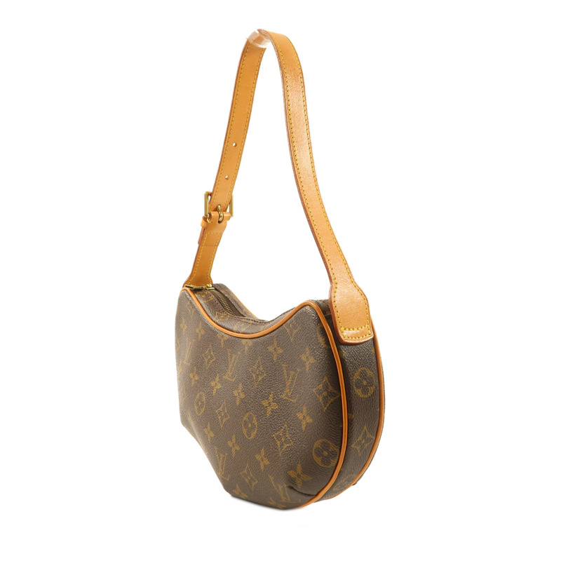 LOUIS VUITTON Monogram Pochette Croissant金扣肩背袋棕色-2