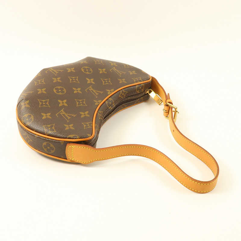 LOUIS VUITTON Monogram Pochette Croissant金扣肩背袋棕色-7