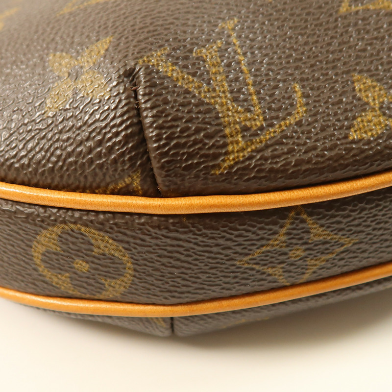LOUIS VUITTON Monogram Pochette Croissant金扣肩背袋棕色-9