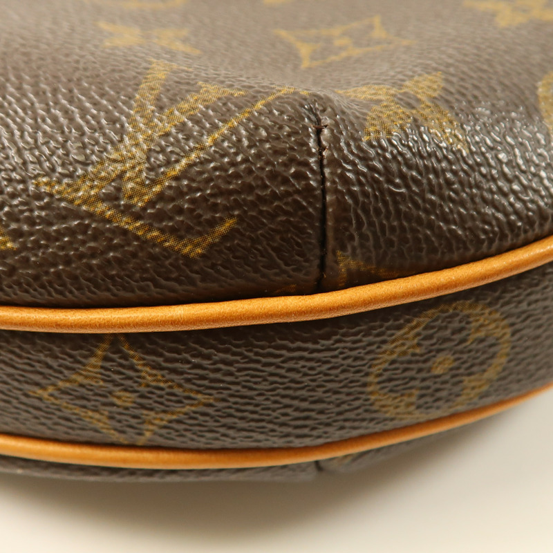 LOUIS VUITTON Monogram Pochette Croissant金扣肩背袋棕色-10