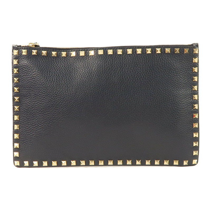 Valentino 牛皮皮革Garavani Rockstud Clutch金扣手拿包-0