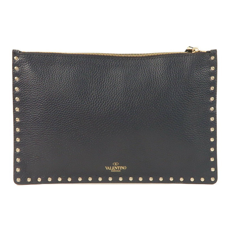 Valentino 牛皮皮革Garavani Rockstud Clutch金扣手拿包-1