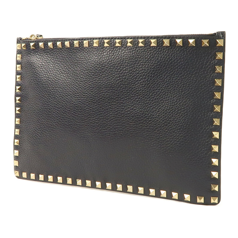 Valentino 牛皮皮革Garavani Rockstud Clutch金扣手拿包-2