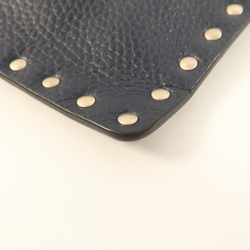 Valentino 牛皮皮革Garavani Rockstud Clutch金扣手拿包-11