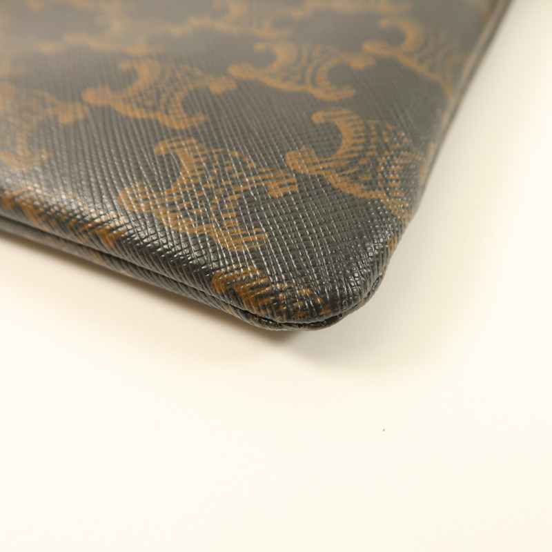 CELINE 塗層帆布/牛皮皮革Pouch金扣手拿包-9