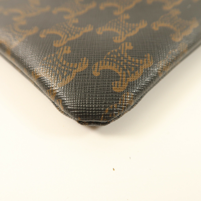 CELINE 塗層帆布/牛皮皮革Pouch金扣手拿包-10