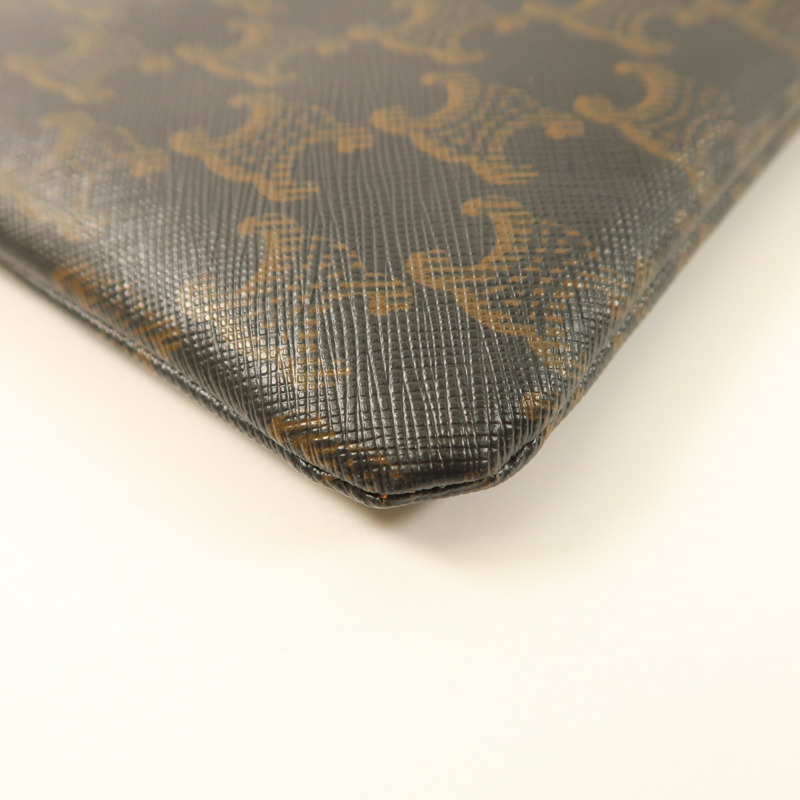 CELINE 塗層帆布/牛皮皮革Pouch金扣手拿包-11