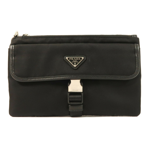 PRADA 尼龍Clutch銀扣手拿包