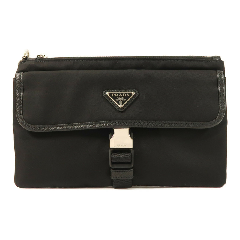 PRADA 尼龍Clutch銀扣手拿包-0