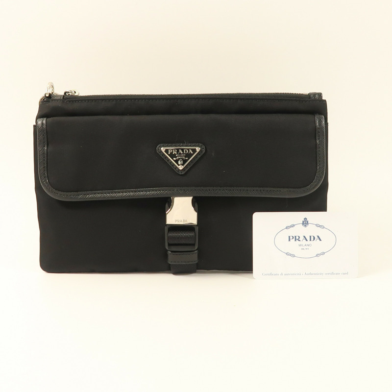 PRADA 尼龍Clutch銀扣手拿包-9