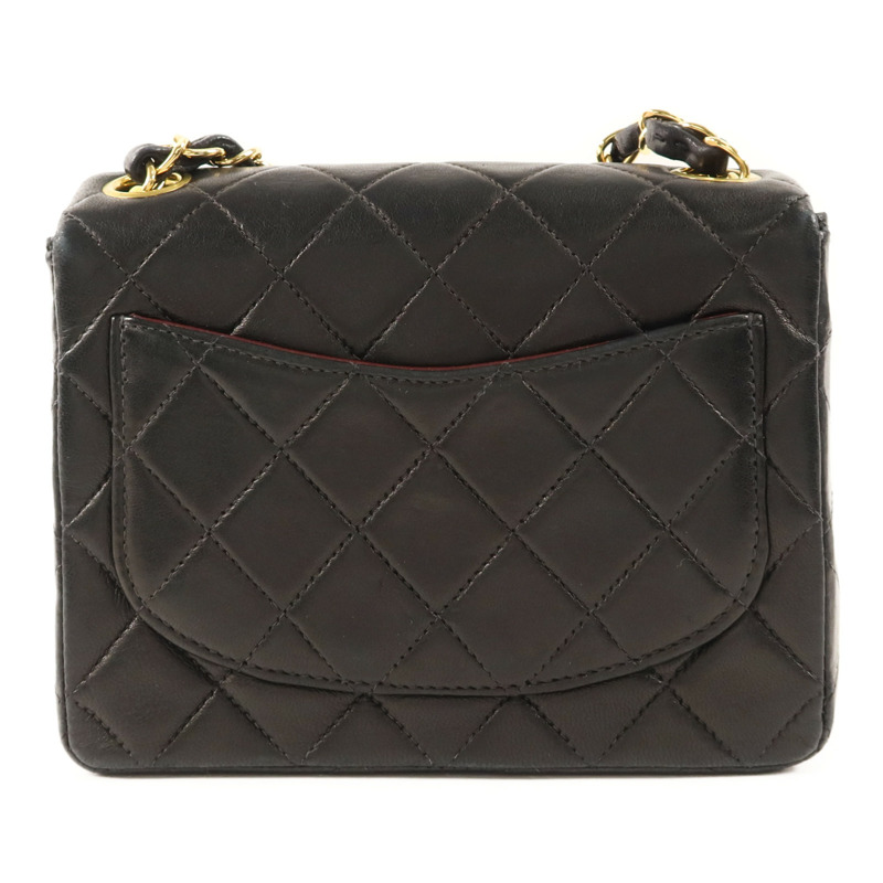 CHANEL 羊皮皮革Vintage Classic Mini Square 17金扣鏈帶肩背袋-1