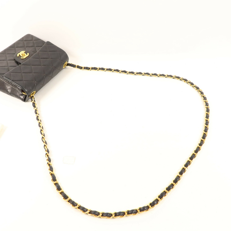 CHANEL 羊皮皮革Vintage Classic Mini Square 17金扣鏈帶肩背袋-4