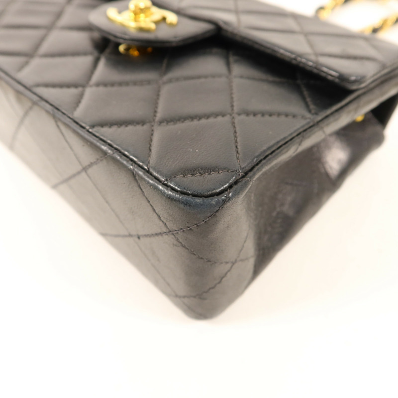 CHANEL 羊皮皮革Vintage Classic Mini Square 17金扣鏈帶肩背袋-10