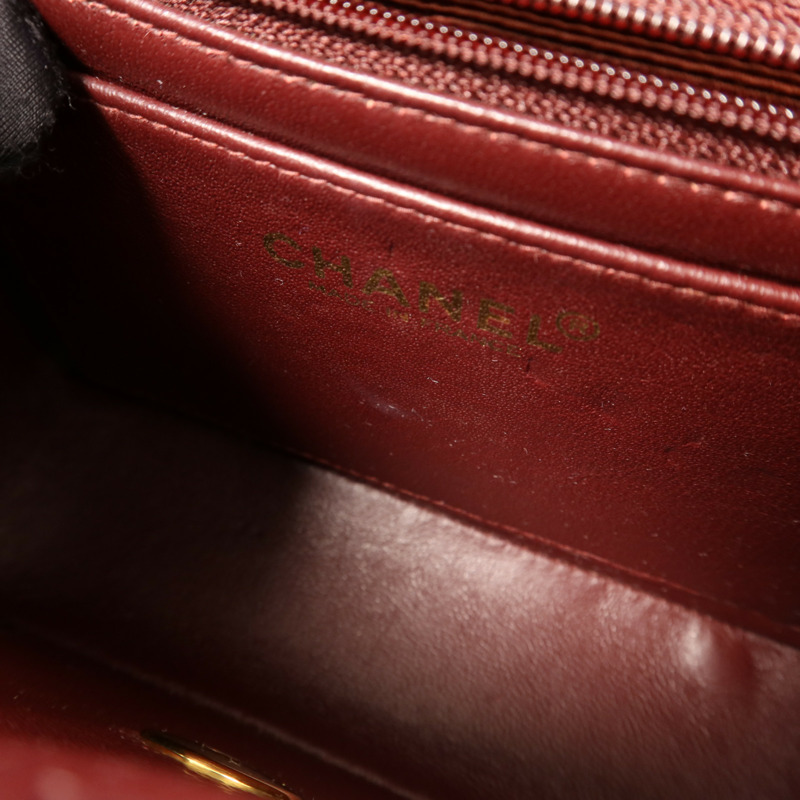 CHANEL 羊皮皮革Vintage Classic Mini Square 17金扣鏈帶肩背袋-18