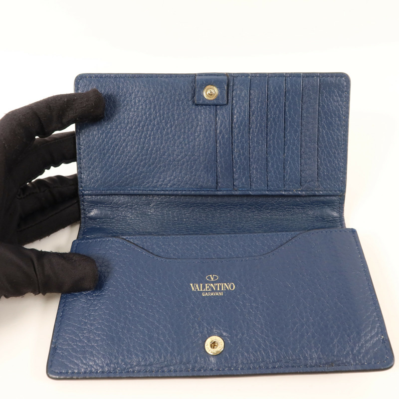 Valentino 牛皮皮革Rockstud Wallet銀扣長錢包-4