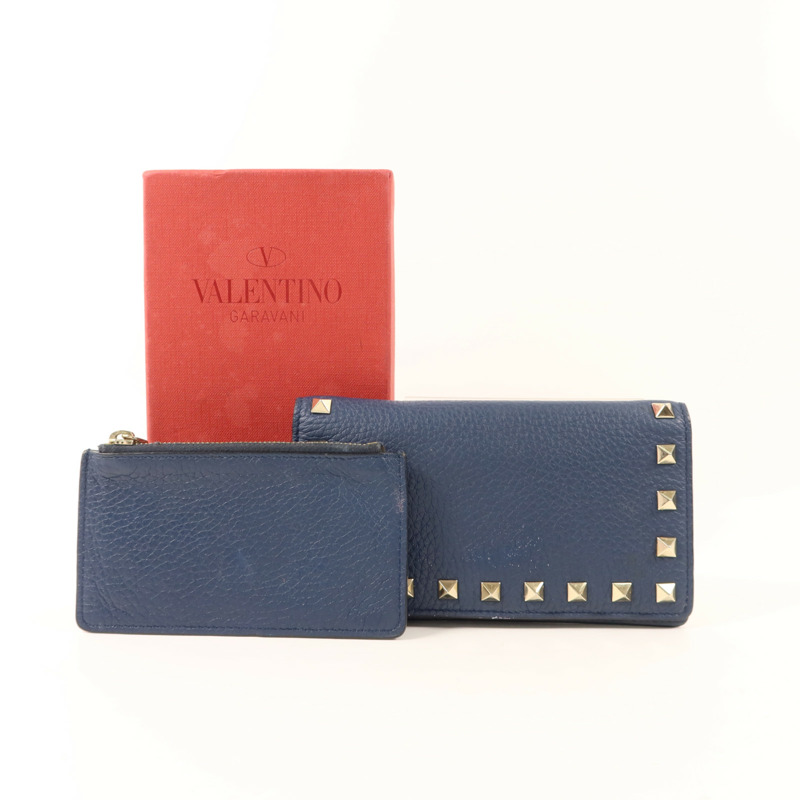 Valentino 牛皮皮革Rockstud Wallet銀扣長錢包-22