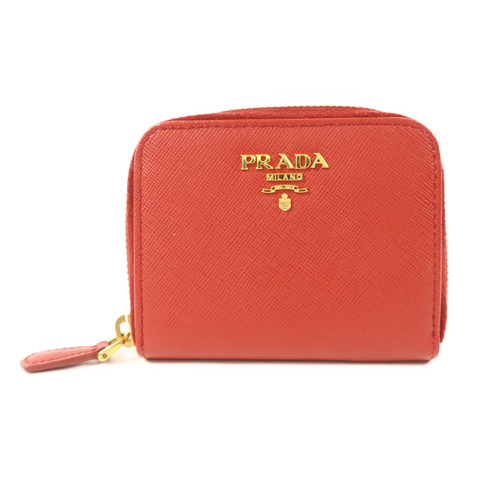 PRADA Saffiano皮革Zip Coin Case金扣零錢包