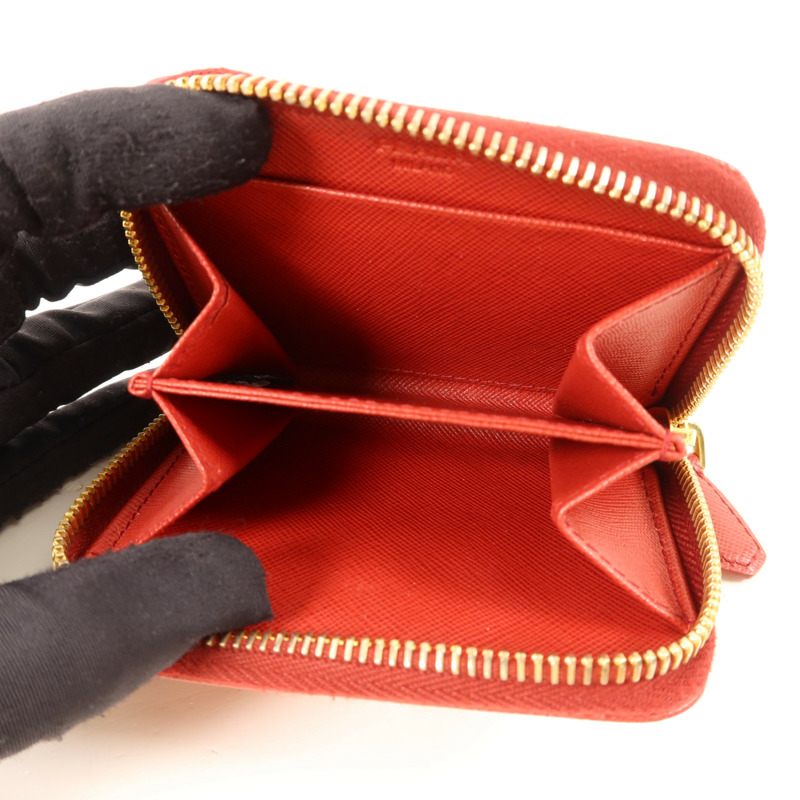 PRADA Saffiano皮革Zip Coin Case金扣零錢包-4