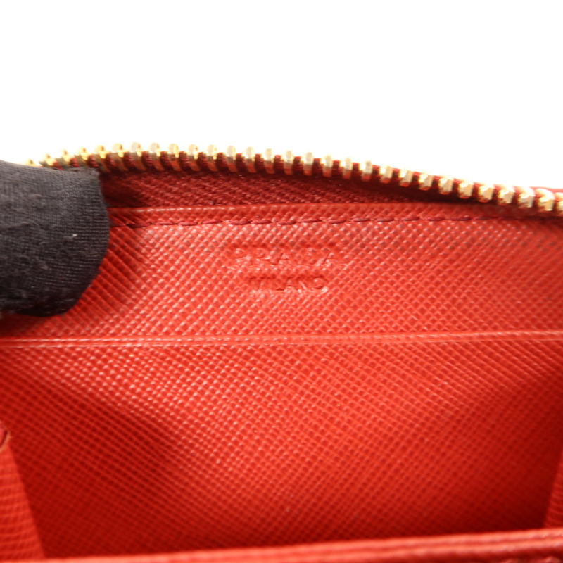 PRADA Saffiano皮革Zip Coin Case金扣零錢包-5