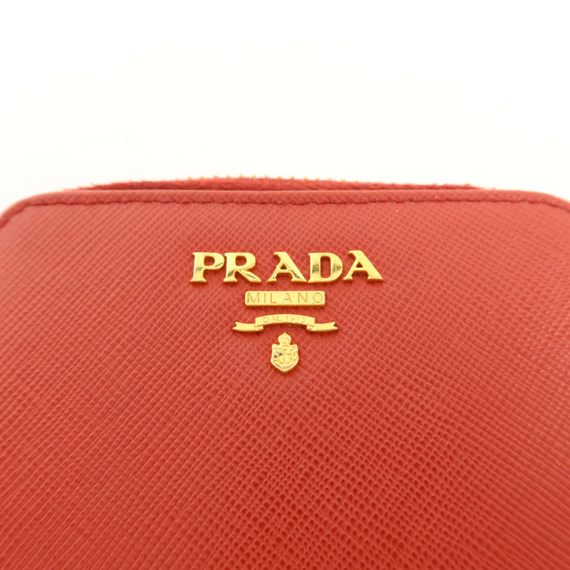PRADA Saffiano皮革Zip Coin Case金扣零錢包-7
