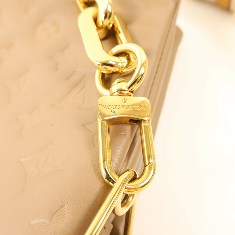 LOUIS VUITTON Monogram Embossed Coussin PM金扣鏈帶肩背袋-10