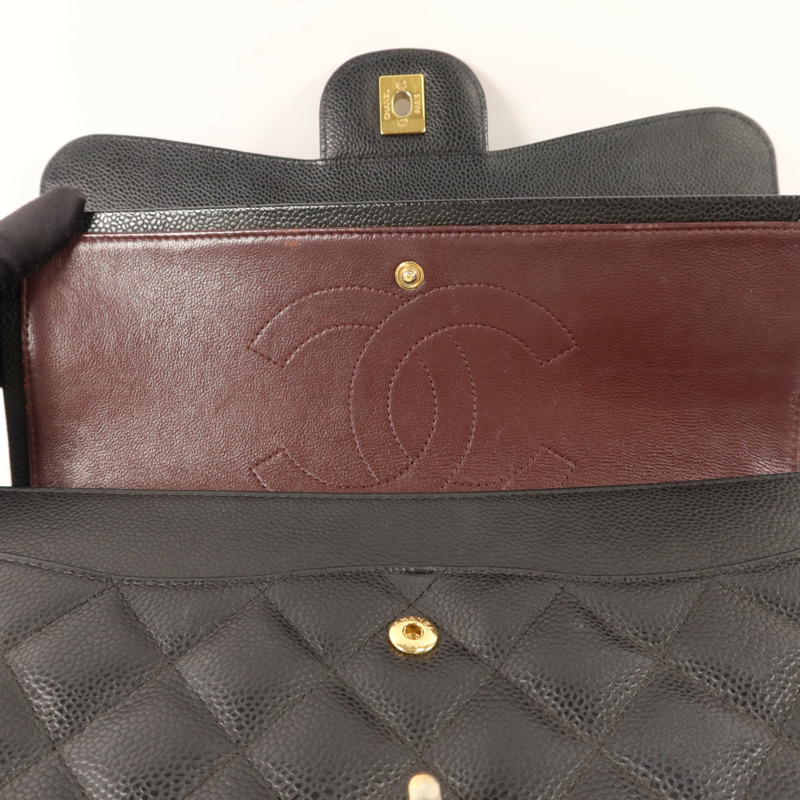 CHANEL 牛皮皮革Large Classic金扣鏈帶肩背袋-11