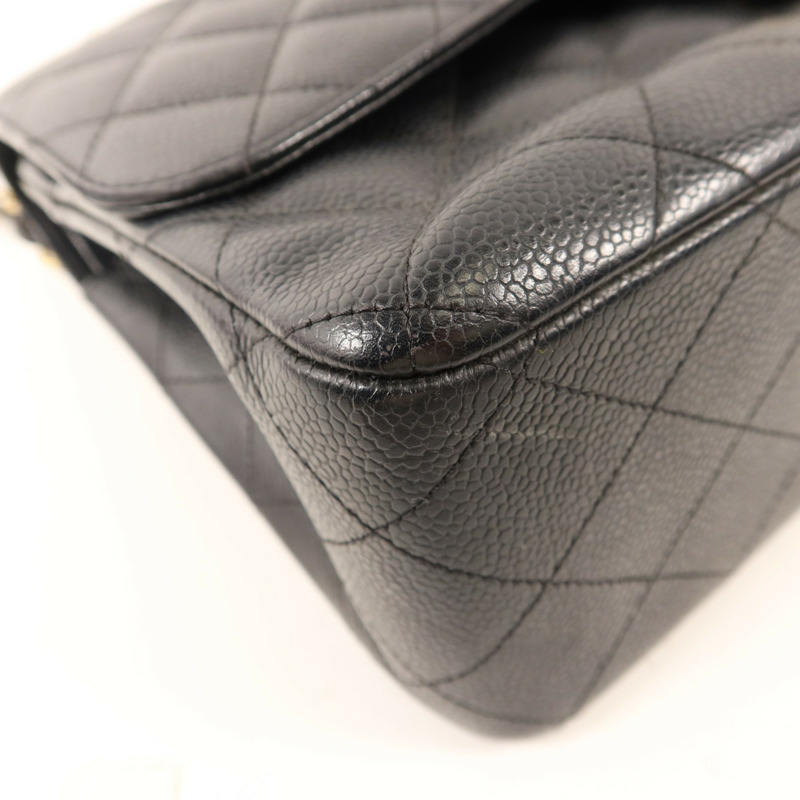 CHANEL 牛皮皮革Large Classic金扣鏈帶肩背袋-13