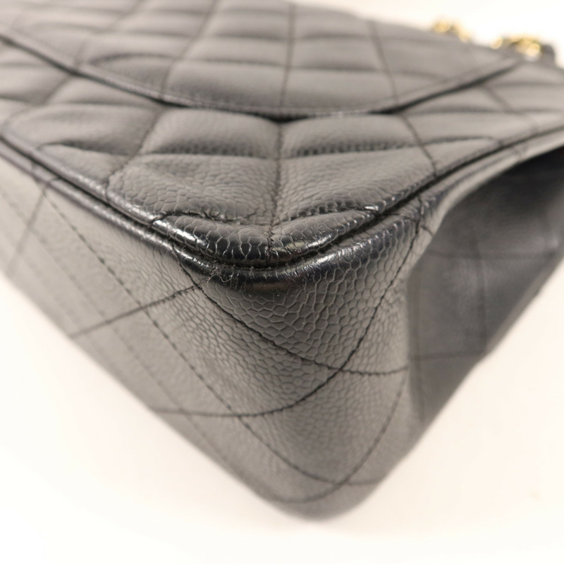 CHANEL 牛皮皮革Large Classic金扣鏈帶肩背袋-14