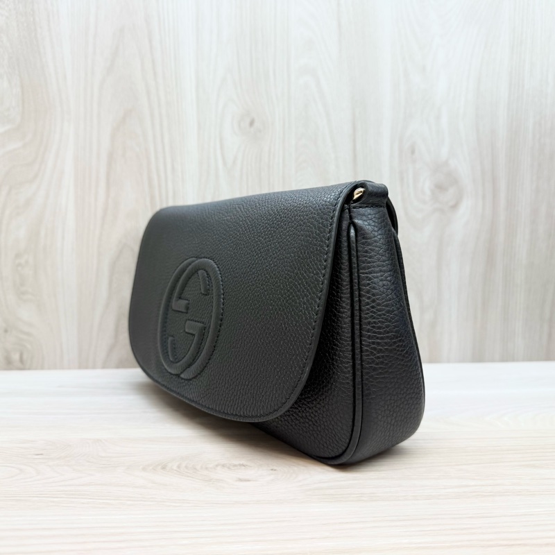 GUCCI黑色牛皮SOHO下蓋側背包536224-4