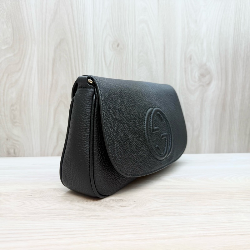 GUCCI黑色牛皮SOHO下蓋側背包536224-5