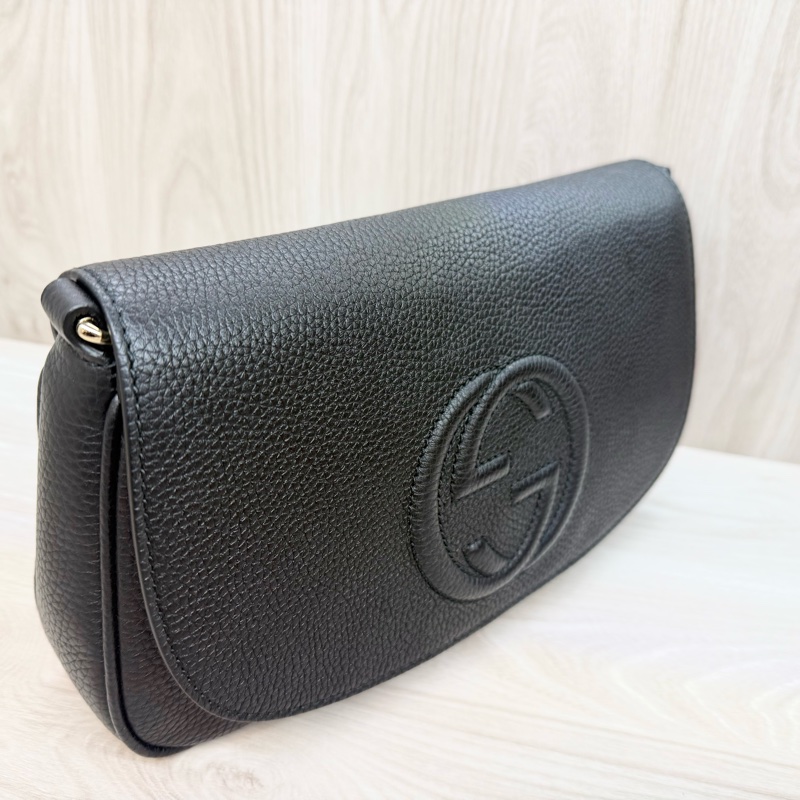 GUCCI黑色牛皮SOHO下蓋側背包536224-6