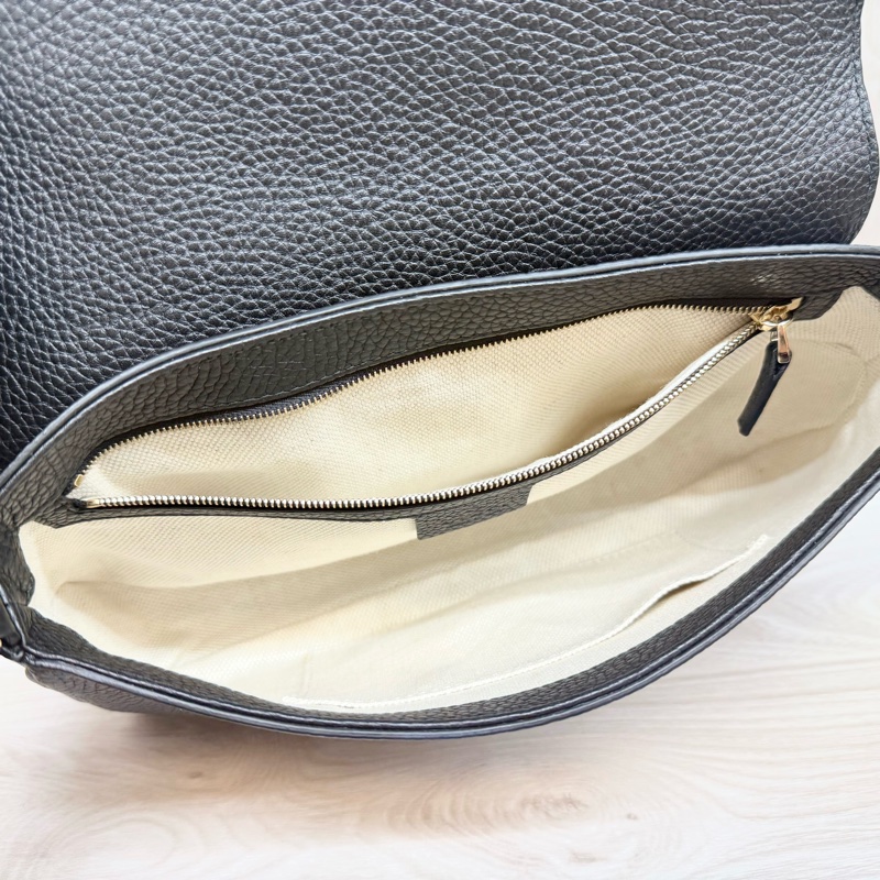 GUCCI黑色牛皮SOHO下蓋側背包536224-10