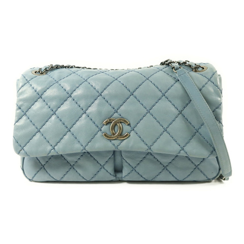 CHANEL 牛皮皮革Matelasse Chain Shoulder銀扣肩背袋