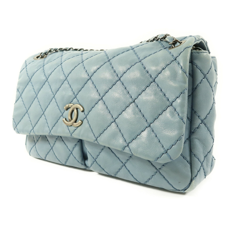 CHANEL 牛皮皮革Matelasse Chain Shoulder銀扣肩背袋-2