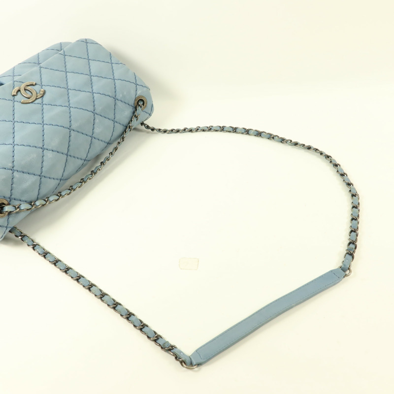 CHANEL 牛皮皮革Matelasse Chain Shoulder銀扣肩背袋-4